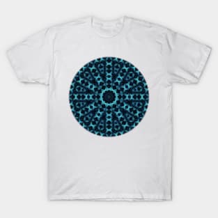 Three-dimensional, patterned, fractal in blue tones T-Shirt